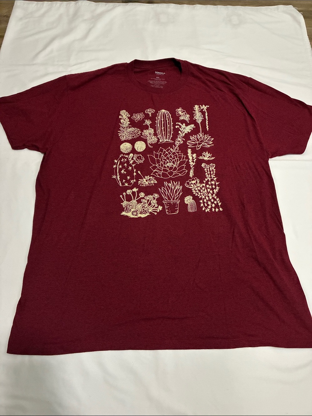 Sonoma Maroon Short Sleeve T-Shirt Size XXL Cactus Cacti